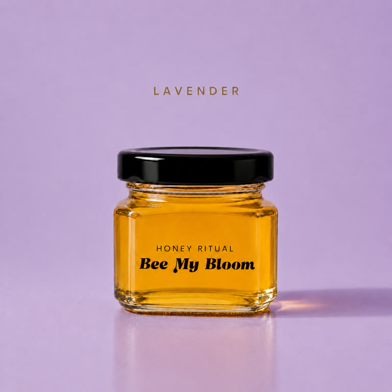 Буркан мед Bee My Bloom с лавандула на лилав фон